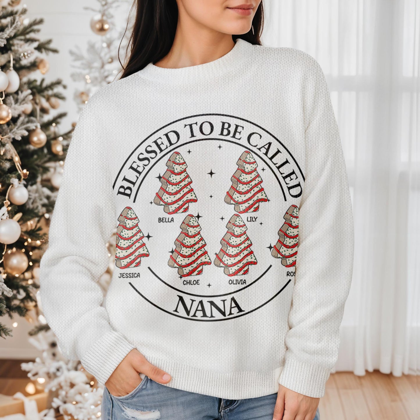 Blessed To Be Called Nana Christmas Tree Jumper