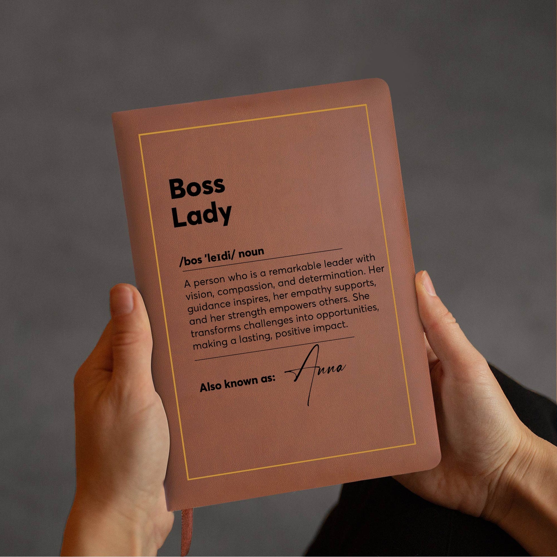 Boss Lady Inspirational Leather Journal With Initial Wreath