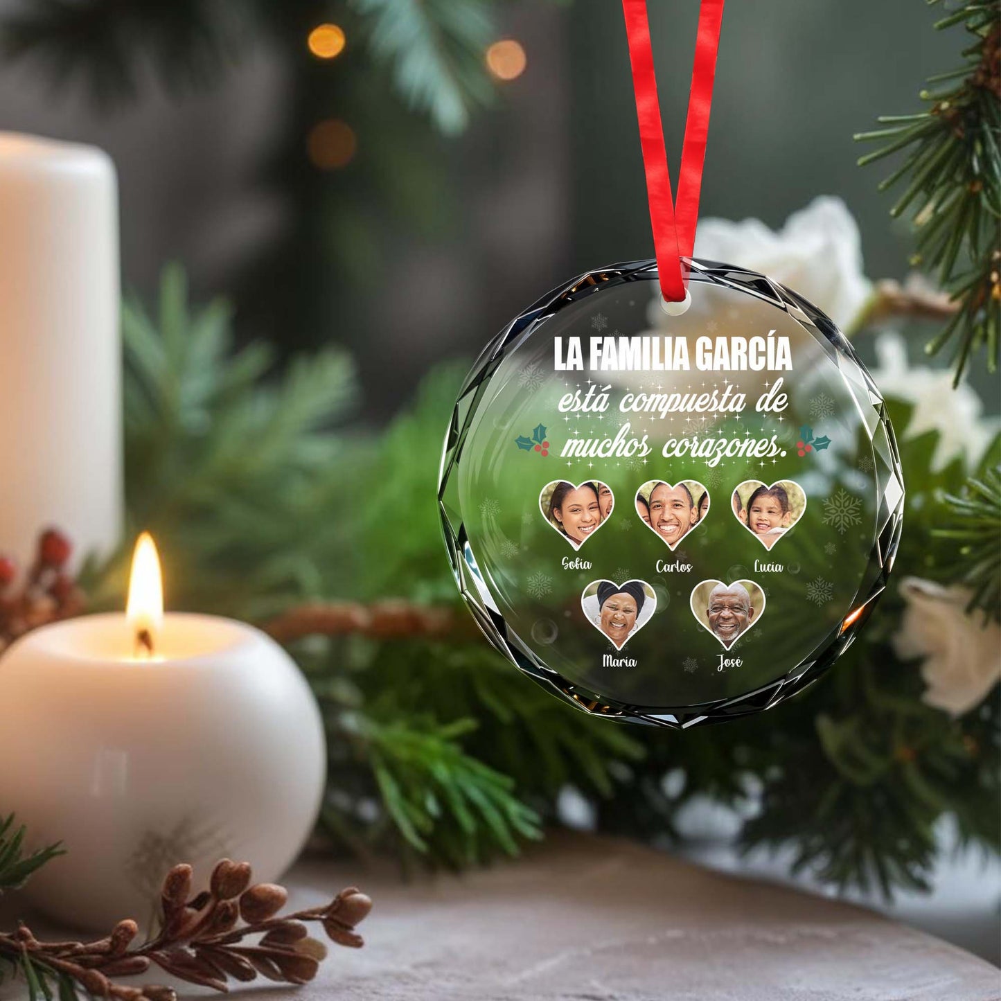 La Familia Está Compuesta De Muchos Corazones Ornament With Hearts