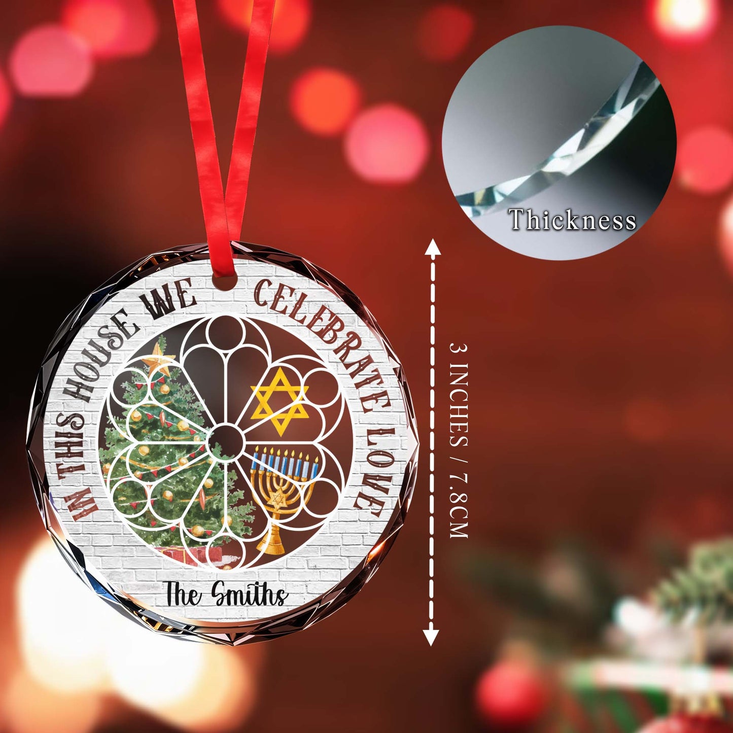 In This House We Celebrate Love Christmas And Hanukkah Ornament