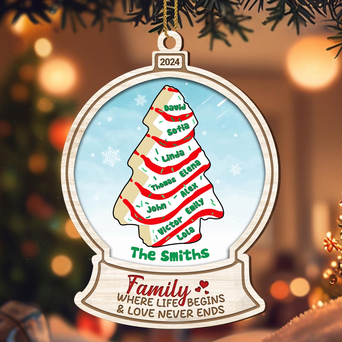 Family Where Life Begins And Love Never Ends Christmas Tree Ornament