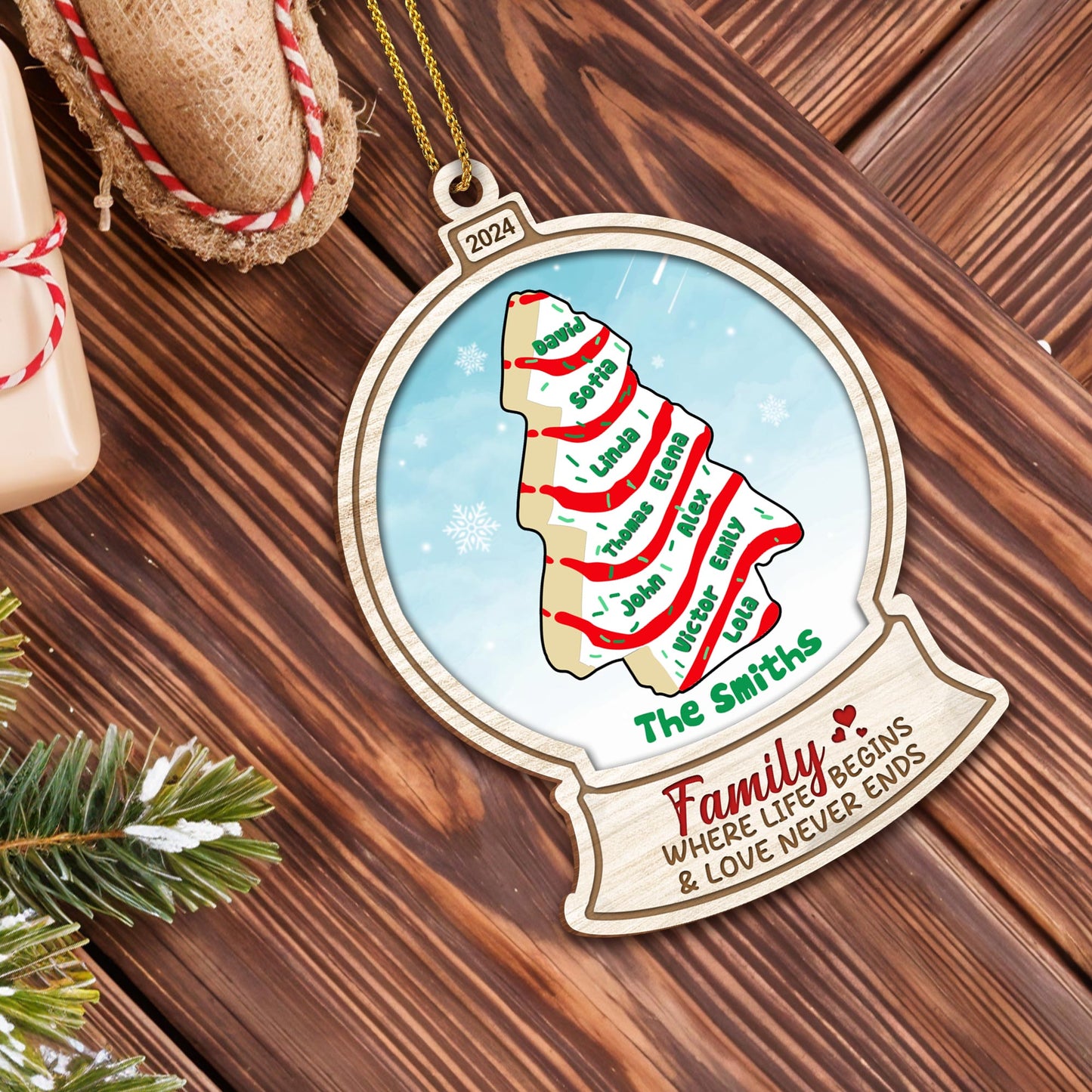 Family Where Life Begins And Love Never Ends Christmas Tree Ornament
