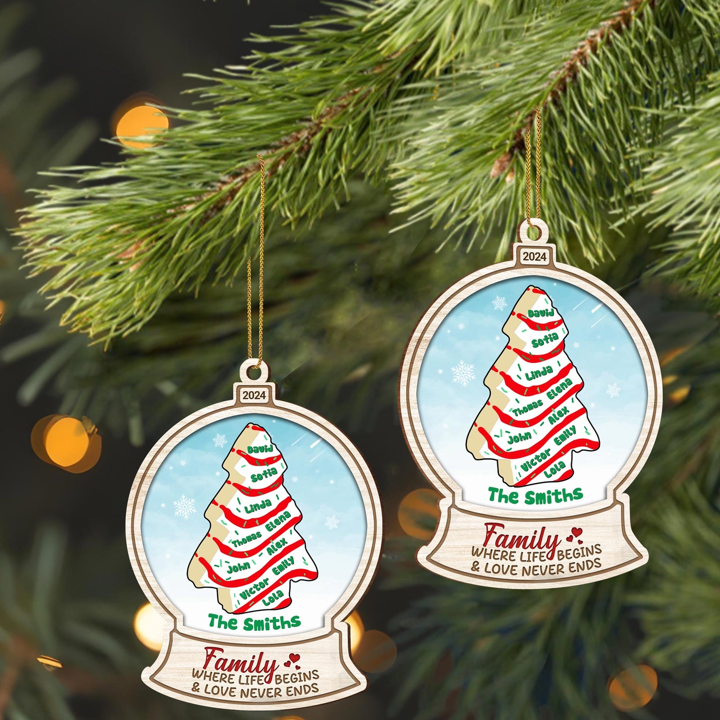 Family Where Life Begins And Love Never Ends Christmas Tree Ornament