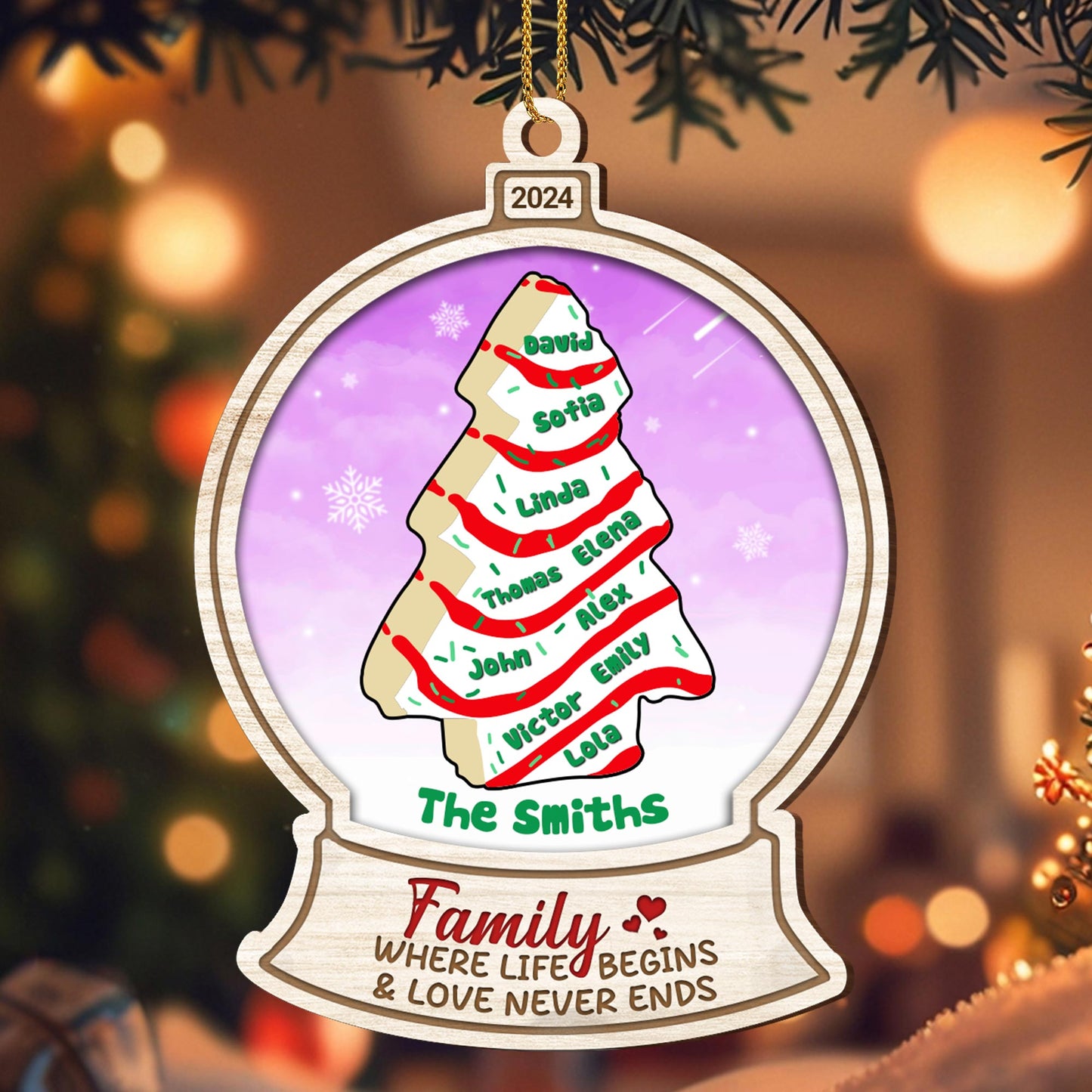 Family Where Life Begins And Love Never Ends Christmas Tree Ornament
