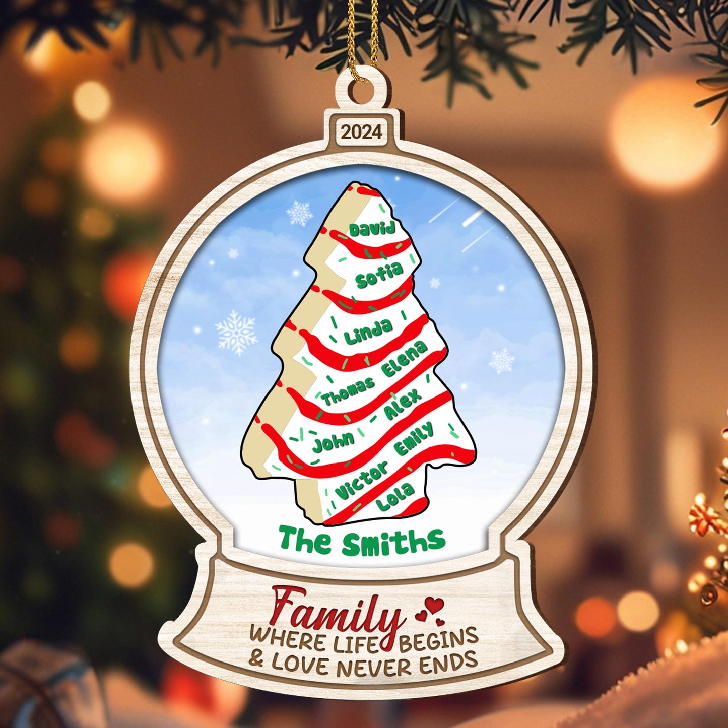 Family Where Life Begins And Love Never Ends Christmas Tree Ornament