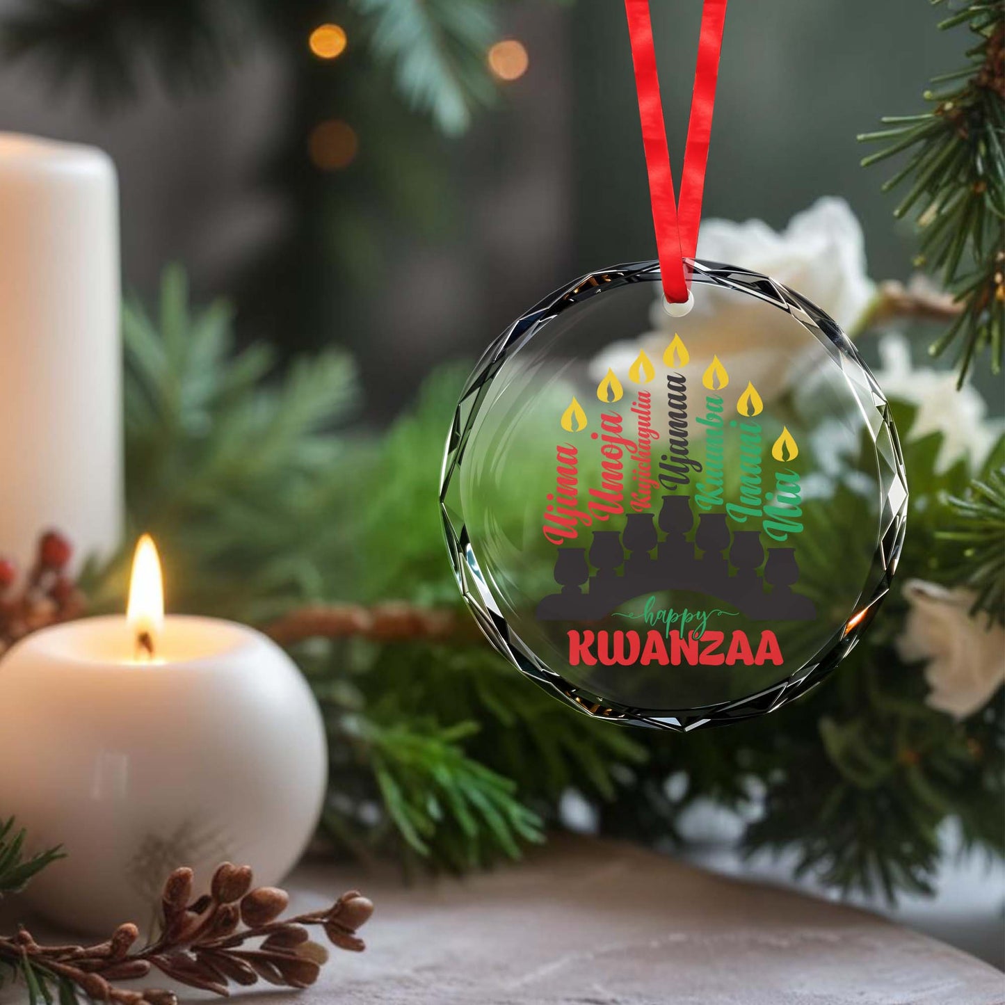 Happy Kwanzaa Kinara With Candles Design