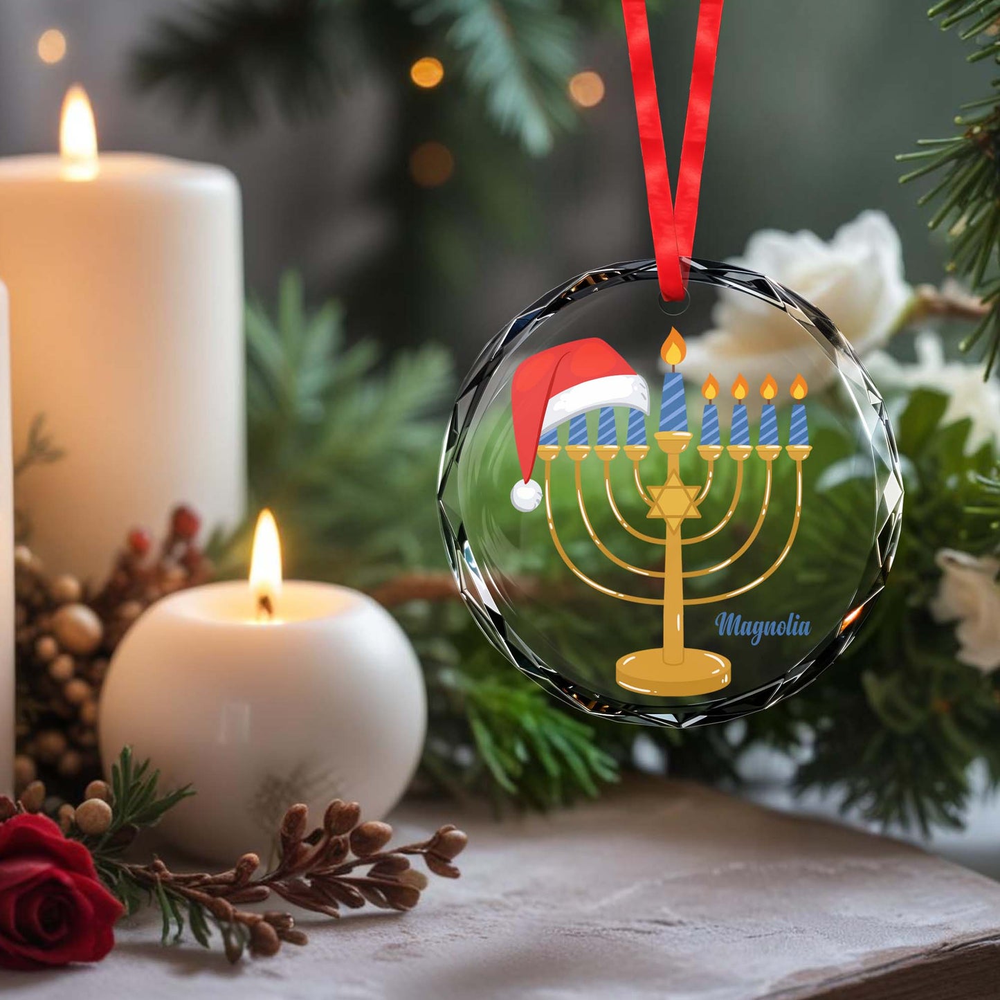 Festival Of Lights Menorah And Santa Hat