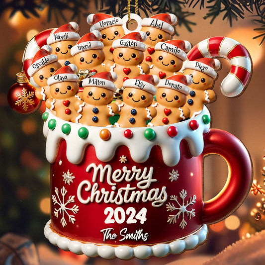 Merry Christmas Festive Family Gingerbread Ornament