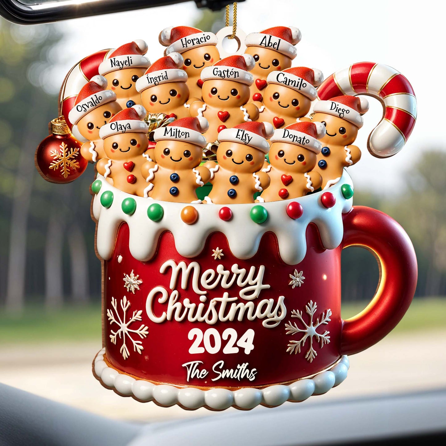 Merry Christmas Festive Family Gingerbread Ornament