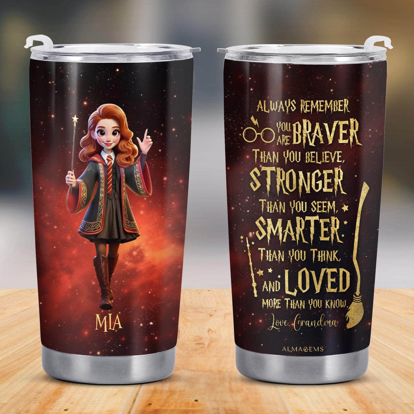 Braver, Stronger, Smarter, Loved, Inspirational Quote With Magical Girl