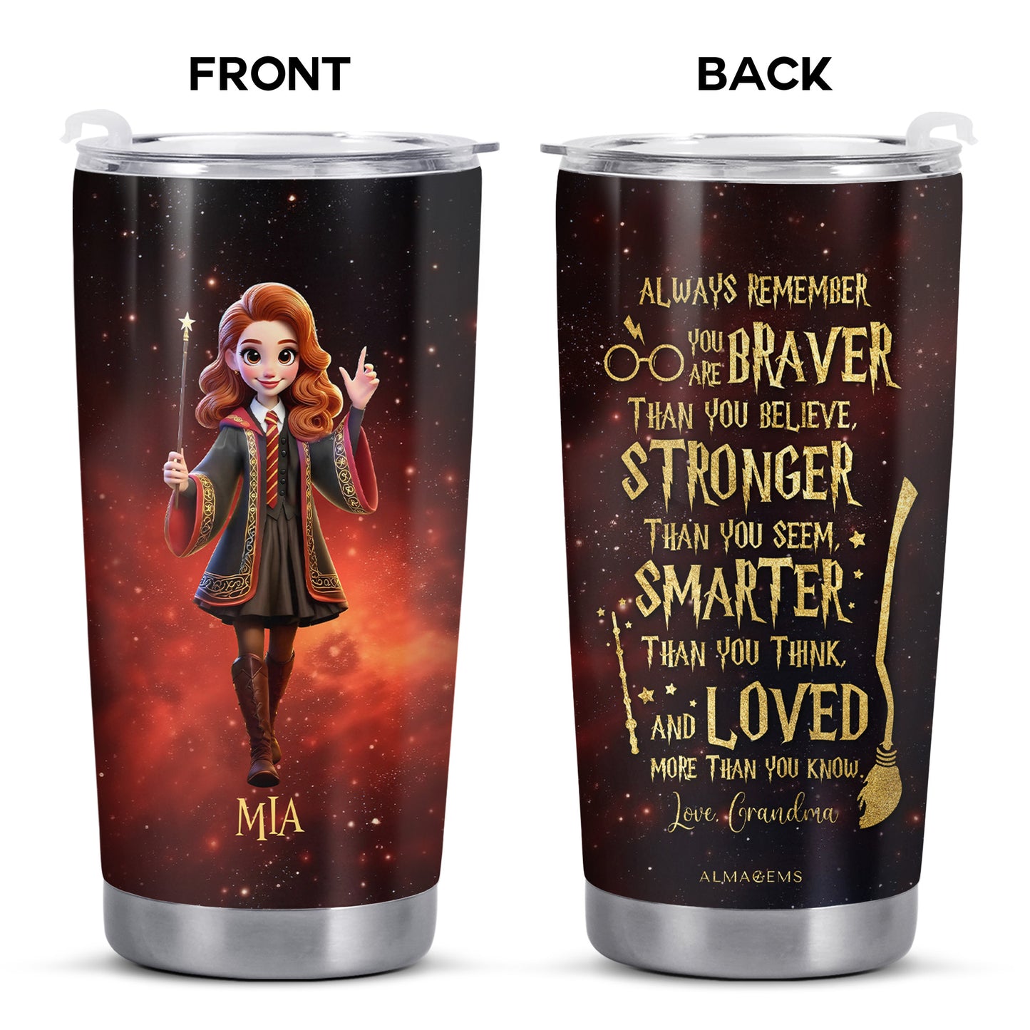 Braver, Stronger, Smarter, Loved, Inspirational Quote With Magical Girl