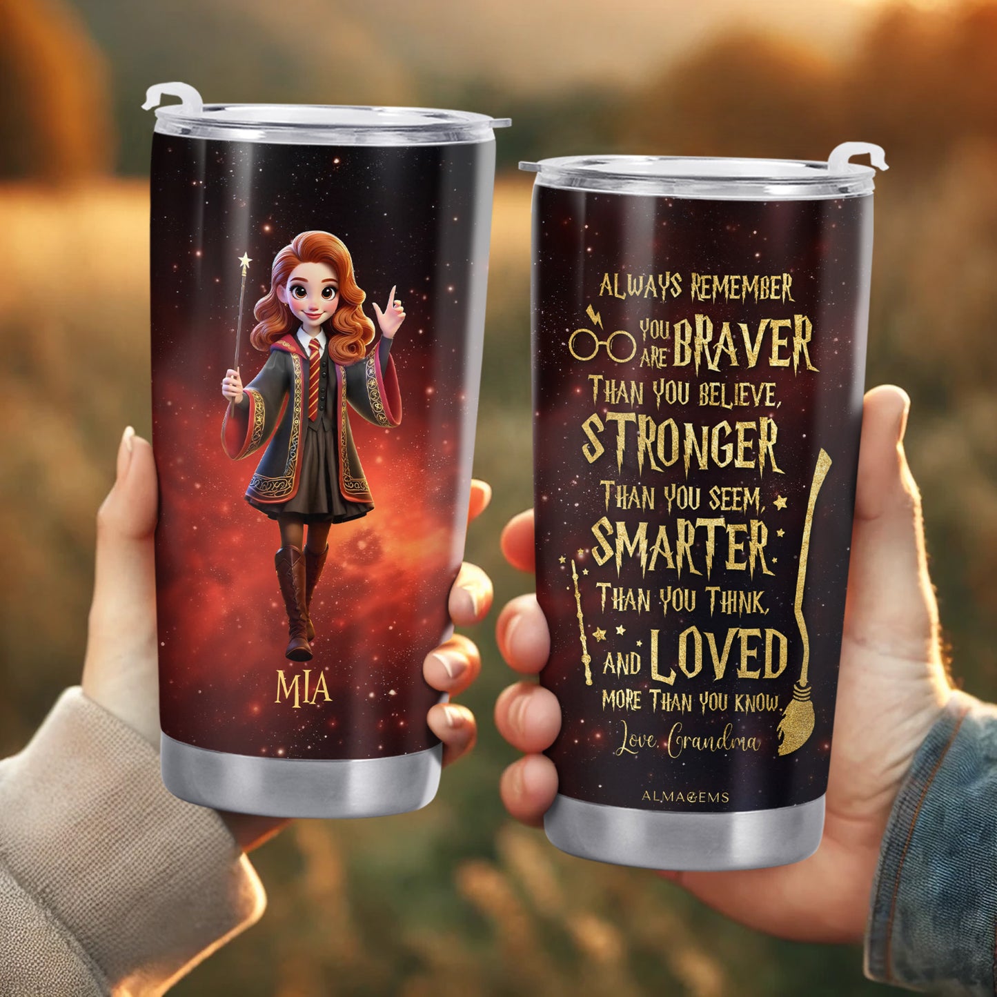 Braver, Stronger, Smarter, Loved, Inspirational Quote With Magical Girl