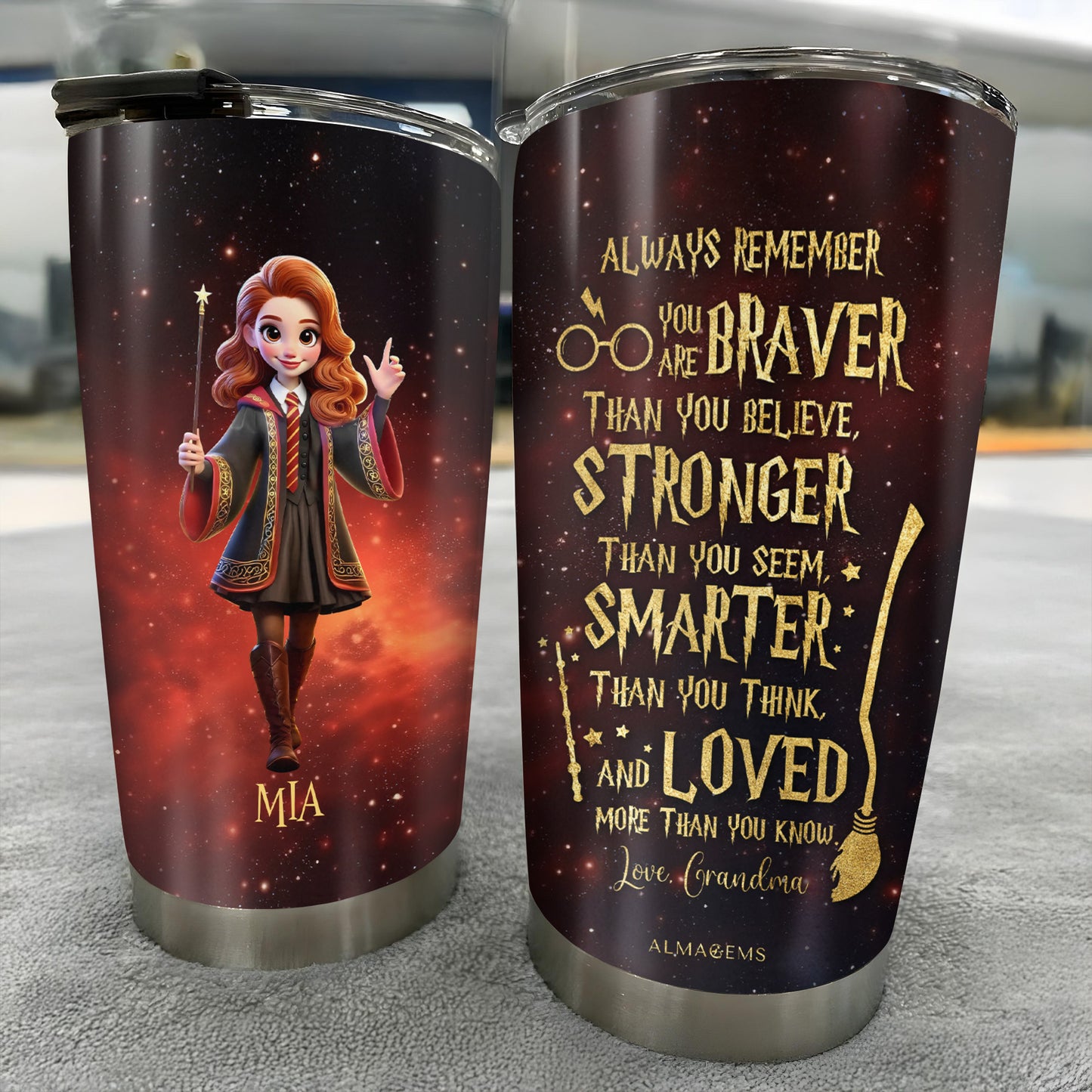 Braver, Stronger, Smarter, Loved, Inspirational Quote With Magical Girl