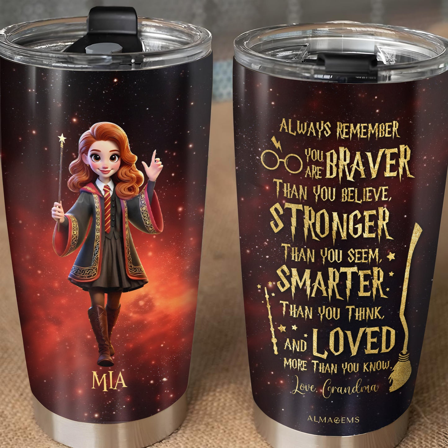Braver, Stronger, Smarter, Loved, Inspirational Quote With Magical Girl