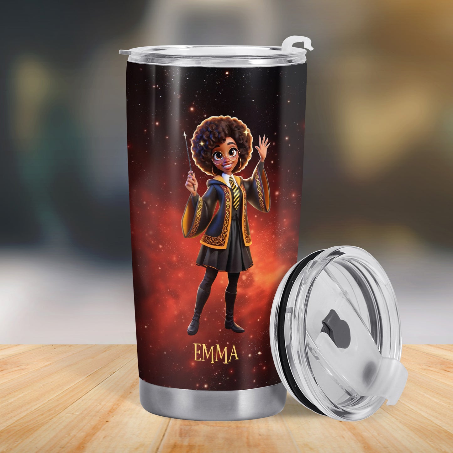 Happiness Can Be Found In The Darkest Of Times Tumbler With Magical Design
