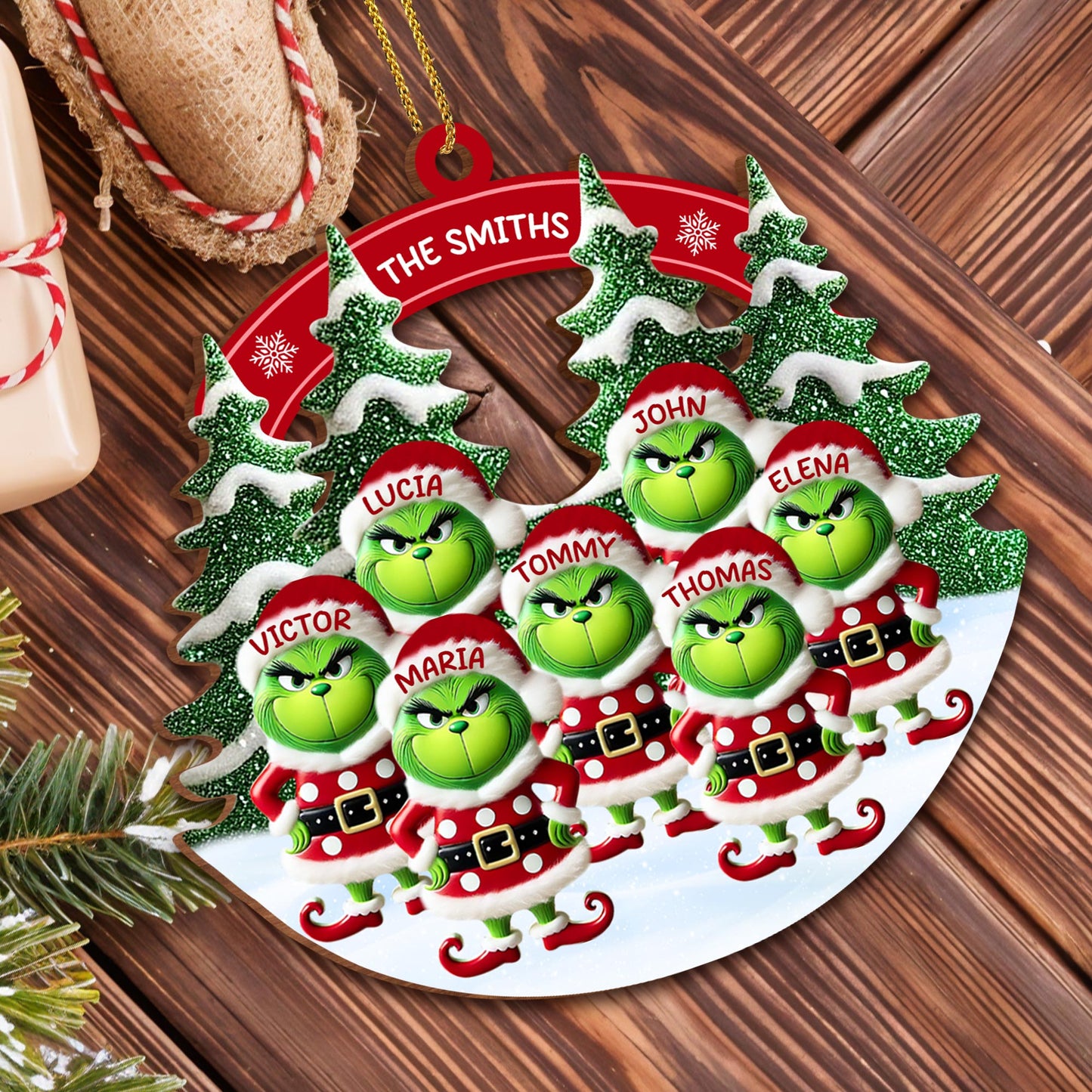 Personalize Your Family Christmas With Grinch In Santa Outfit