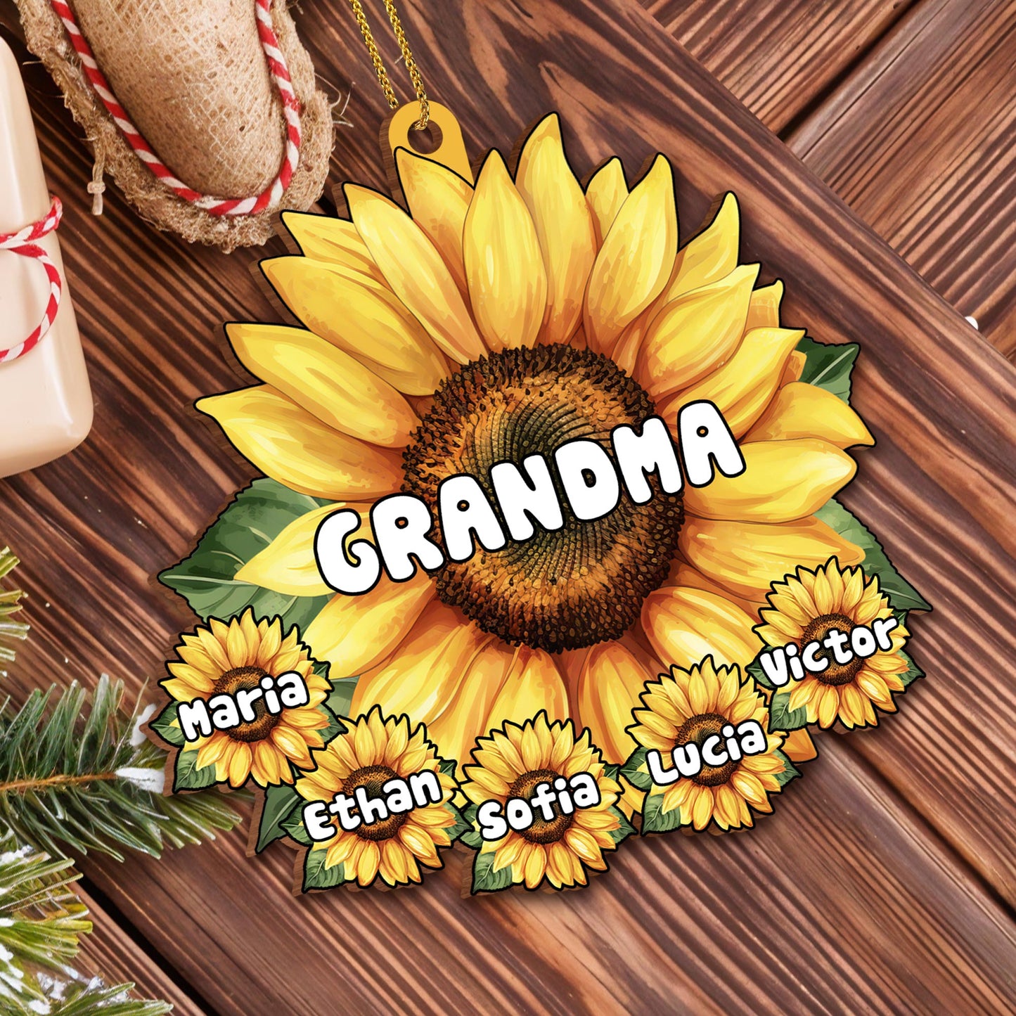 Personalized Sunflower Ornament For Grandma
