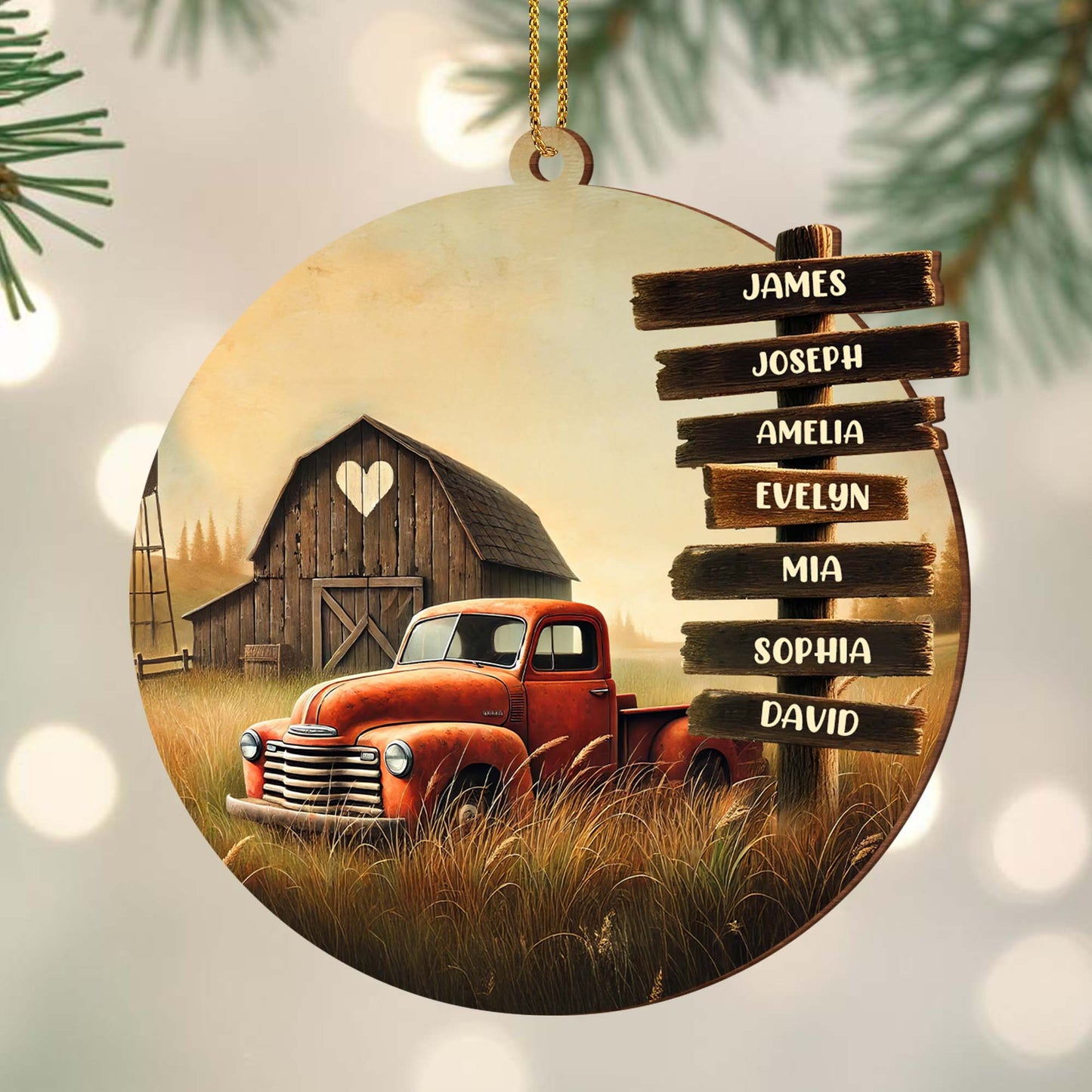 Custom Wooden Sign Posts With Old Truck And Barn