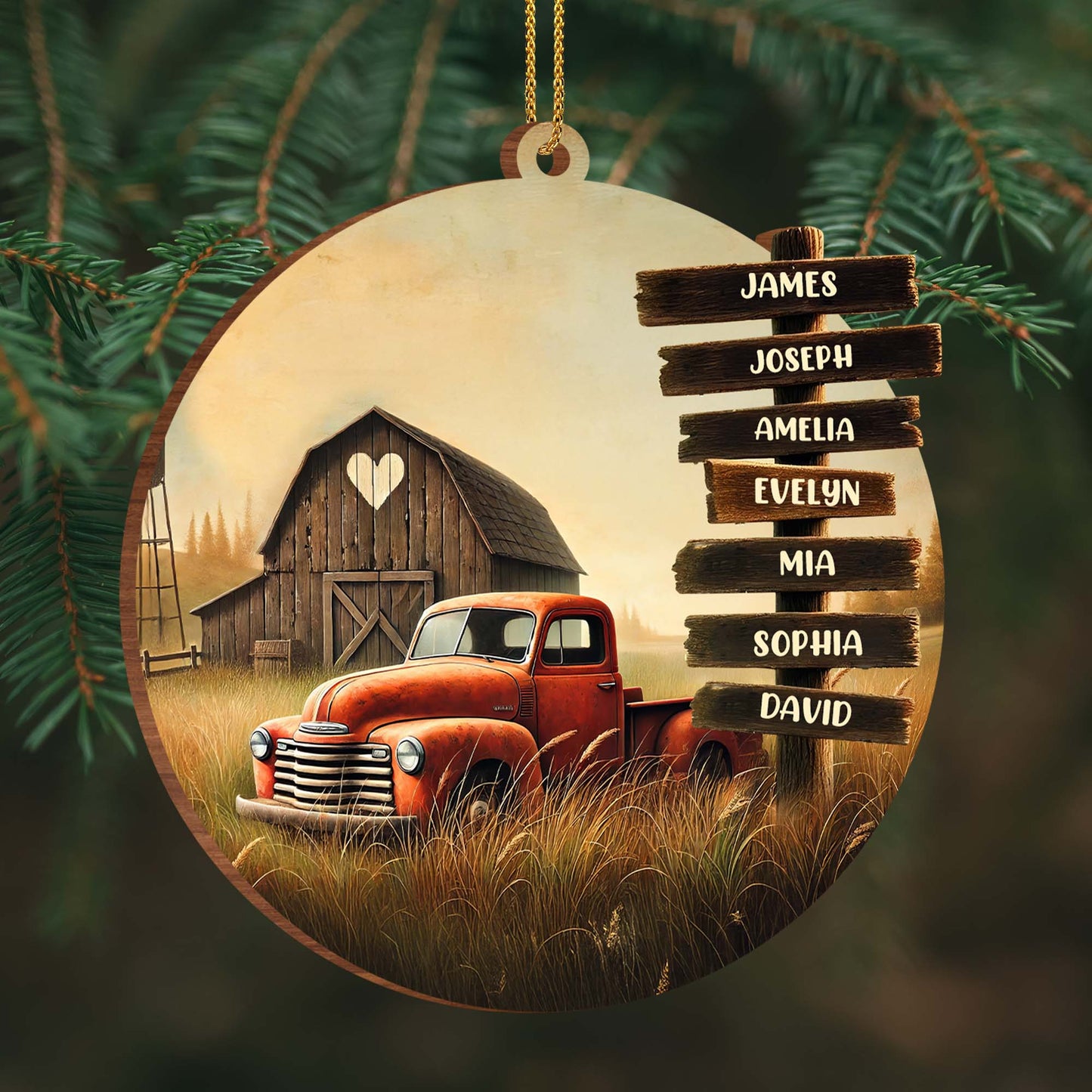 Custom Wooden Sign Posts With Old Truck And Barn