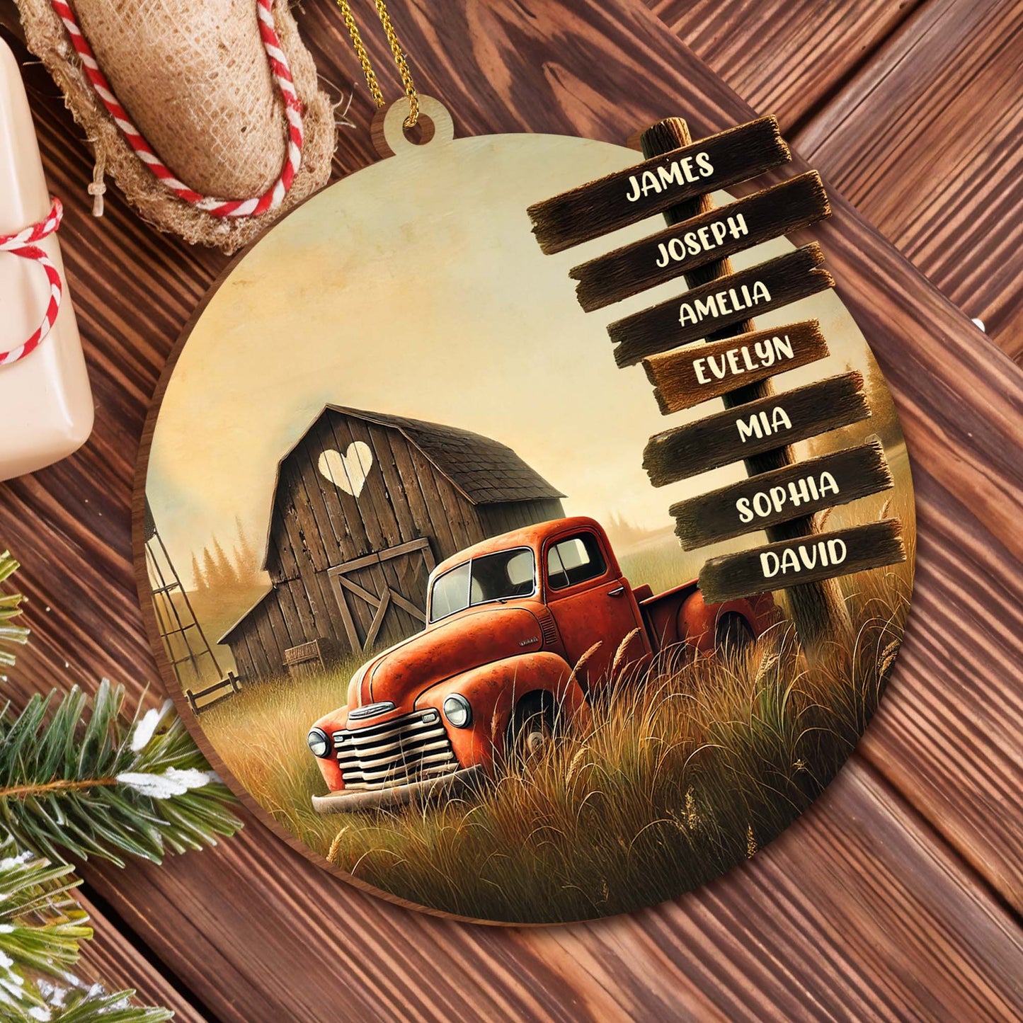 Custom Wooden Sign Posts With Old Truck And Barn