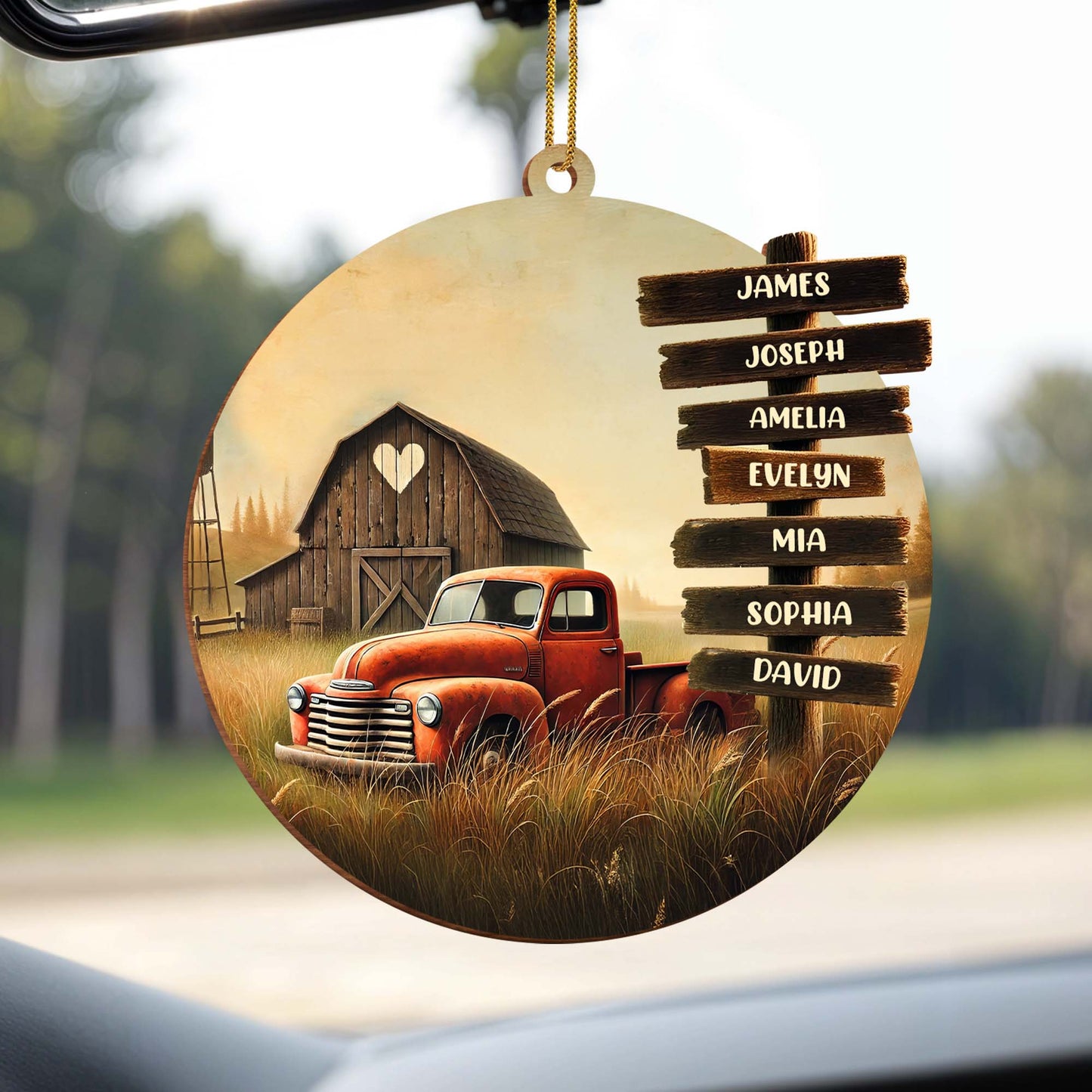 Custom Wooden Sign Posts With Old Truck And Barn
