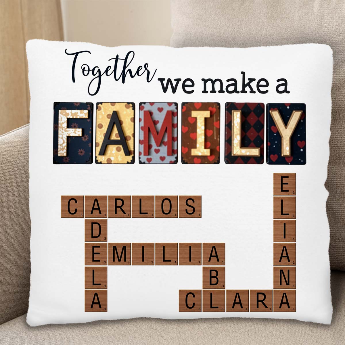 Together We Make A Family Scrabble Tiles Design