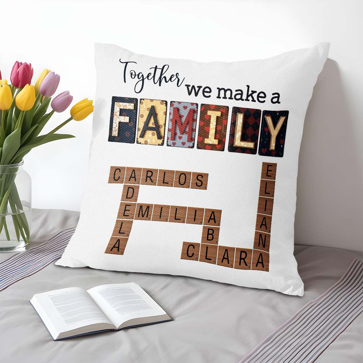 Together We Make A Family Scrabble Tiles Design