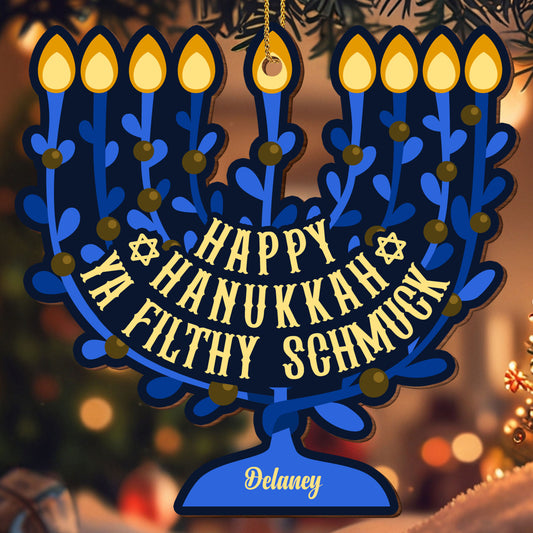 Happy Hanukkah You Wonderful Person Menorah Ornament