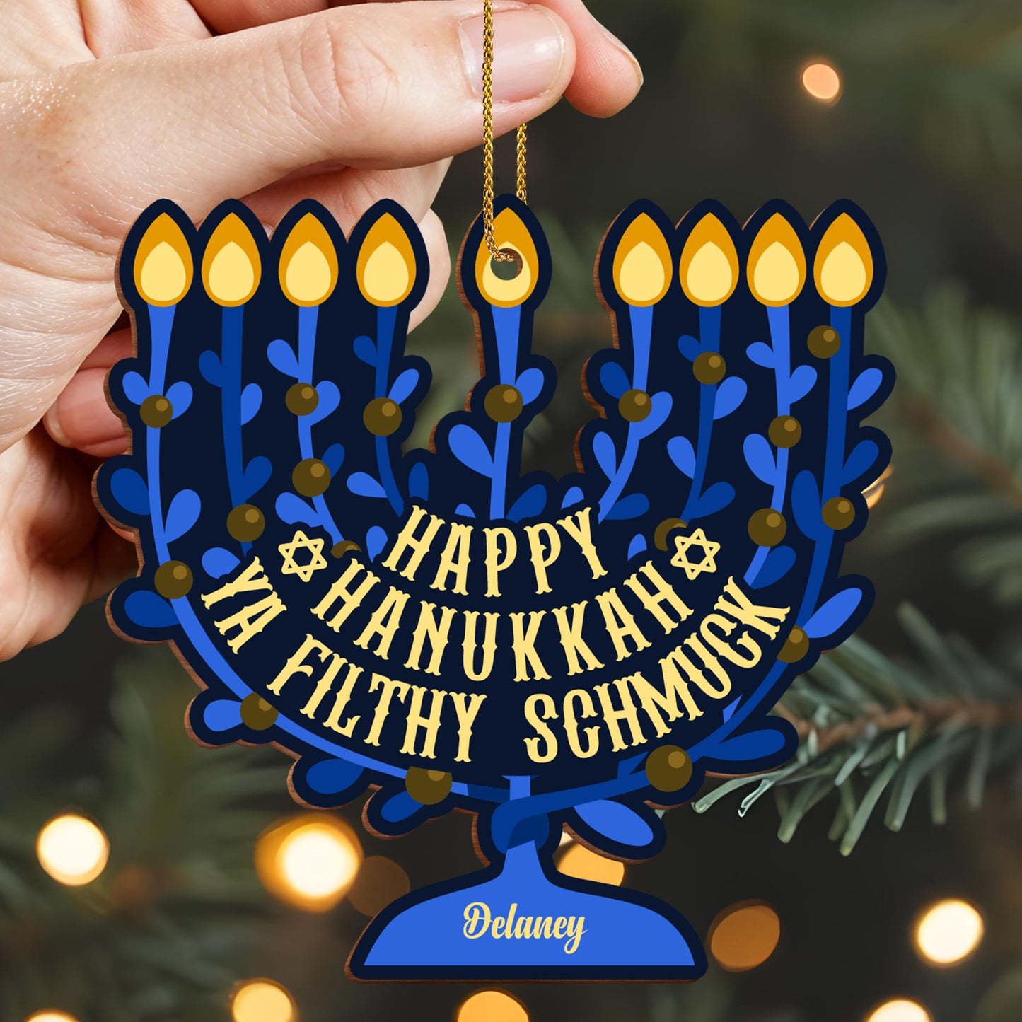 Happy Hanukkah You Wonderful Person Menorah Ornament