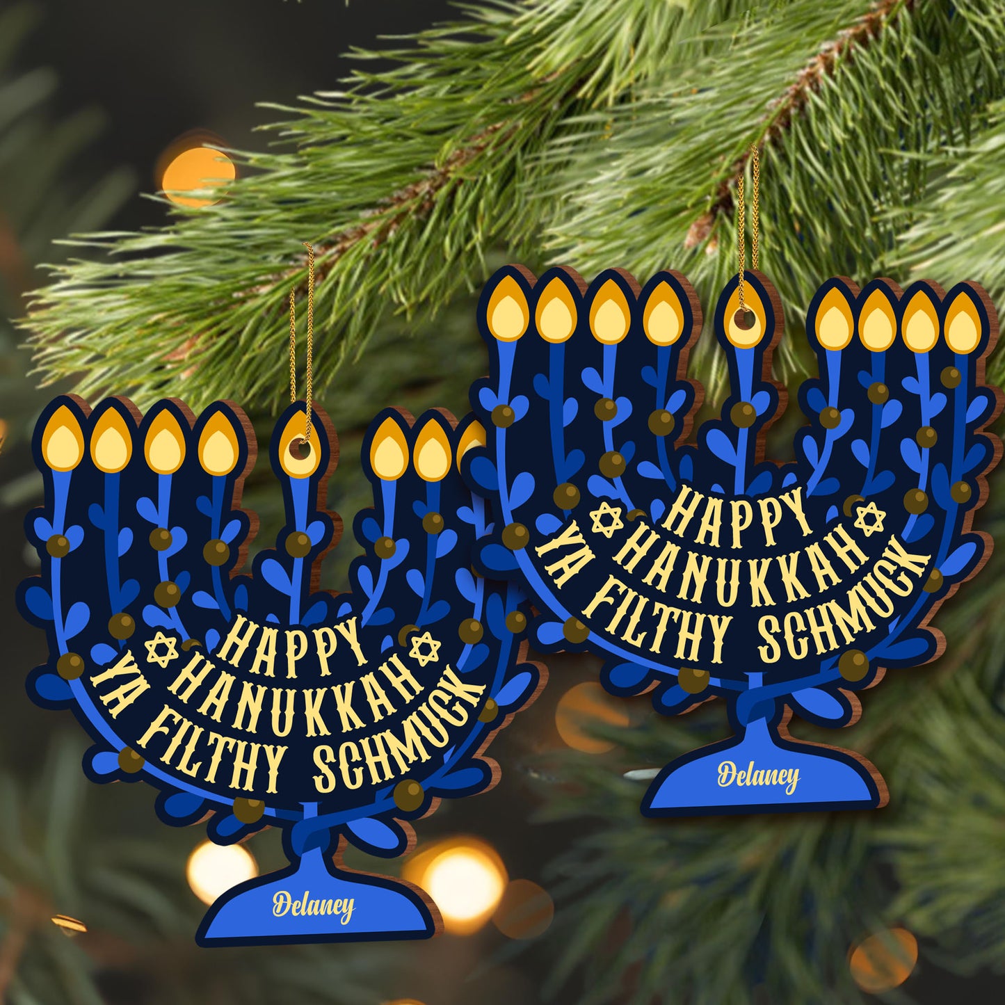 Happy Hanukkah You Wonderful Person Menorah Ornament