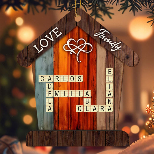 Love and Family Wooden House Ornament