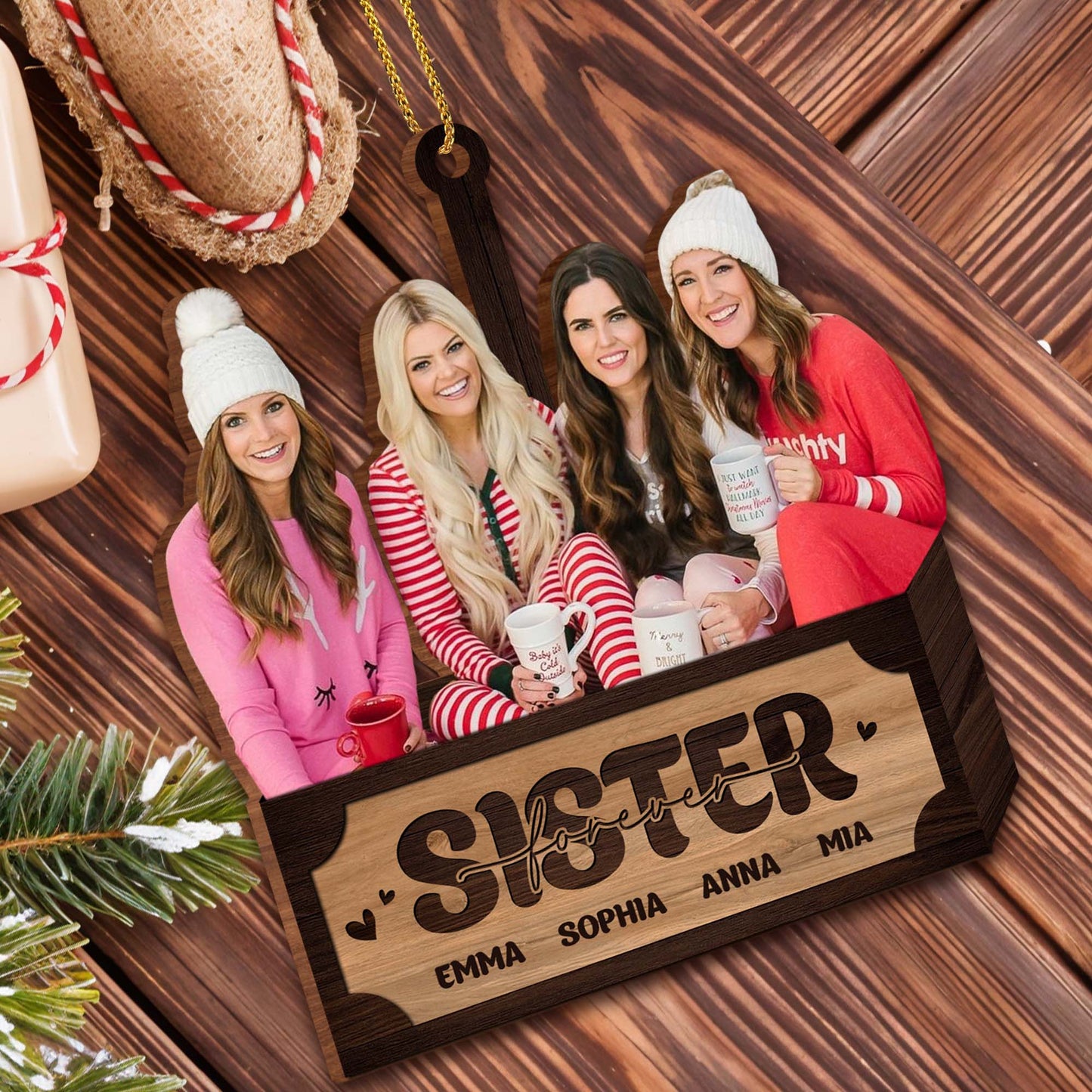 Sisters Forever With Hearts Design