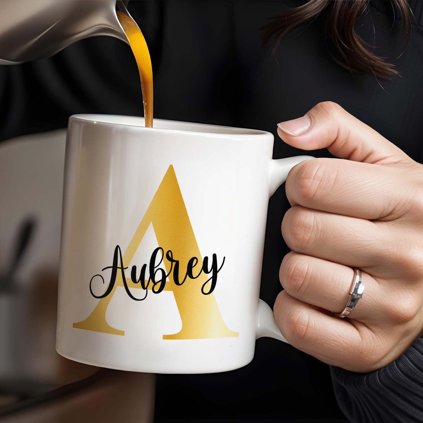 Make Every Sip Shine Like Gold Featuring Initial Letter