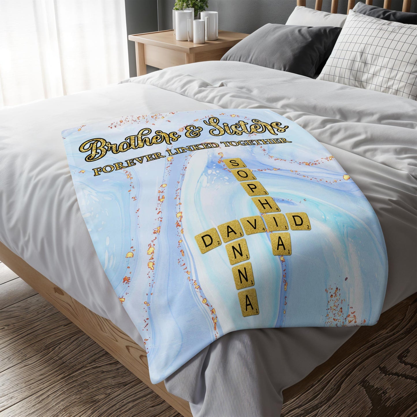 Brothers & Sisters Forever Linked Together With Scrabble Design