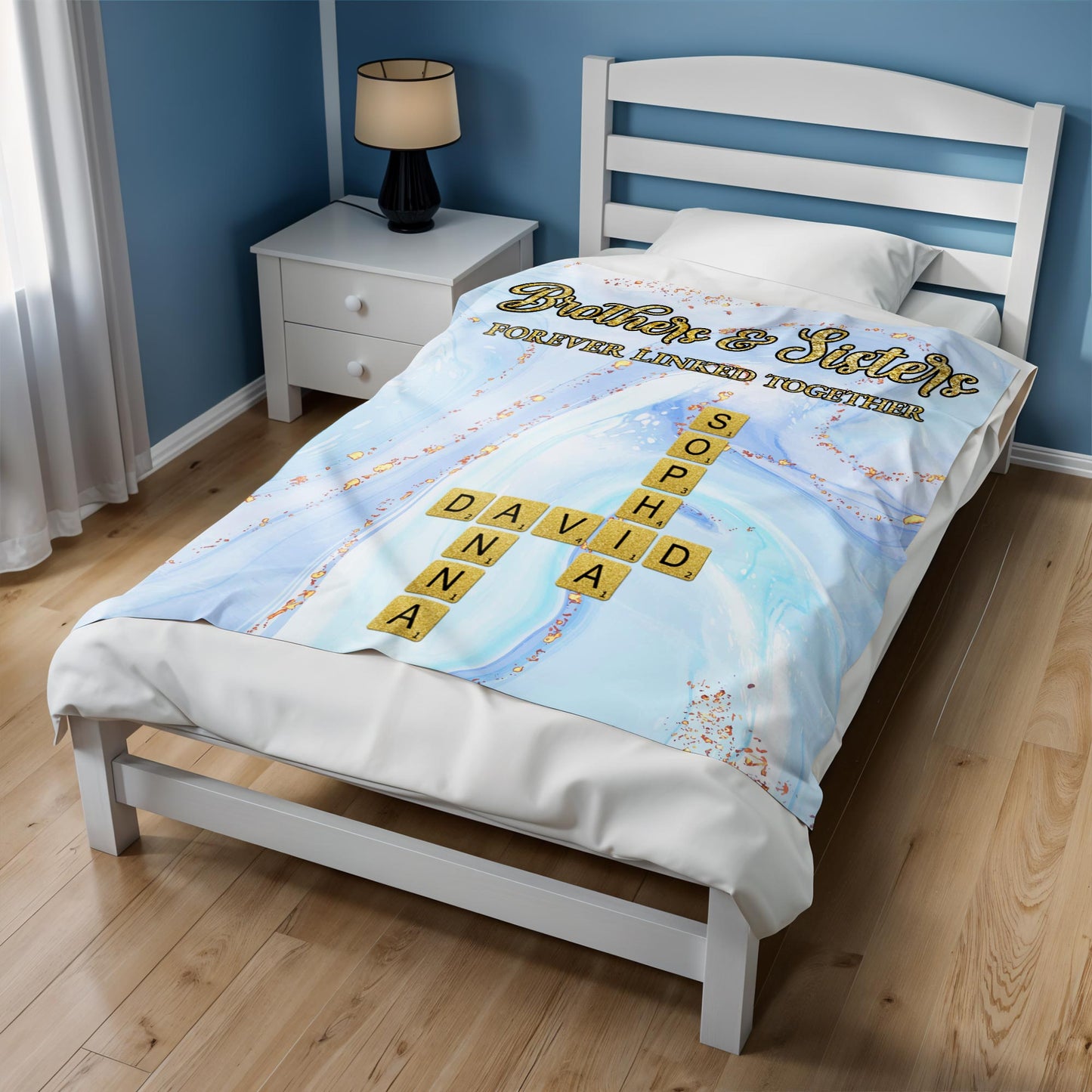 Brothers & Sisters Forever Linked Together With Scrabble Design