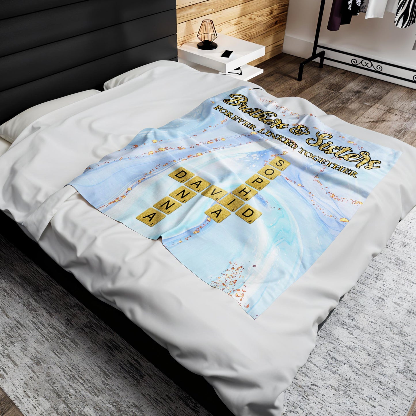 Brothers & Sisters Forever Linked Together With Scrabble Design