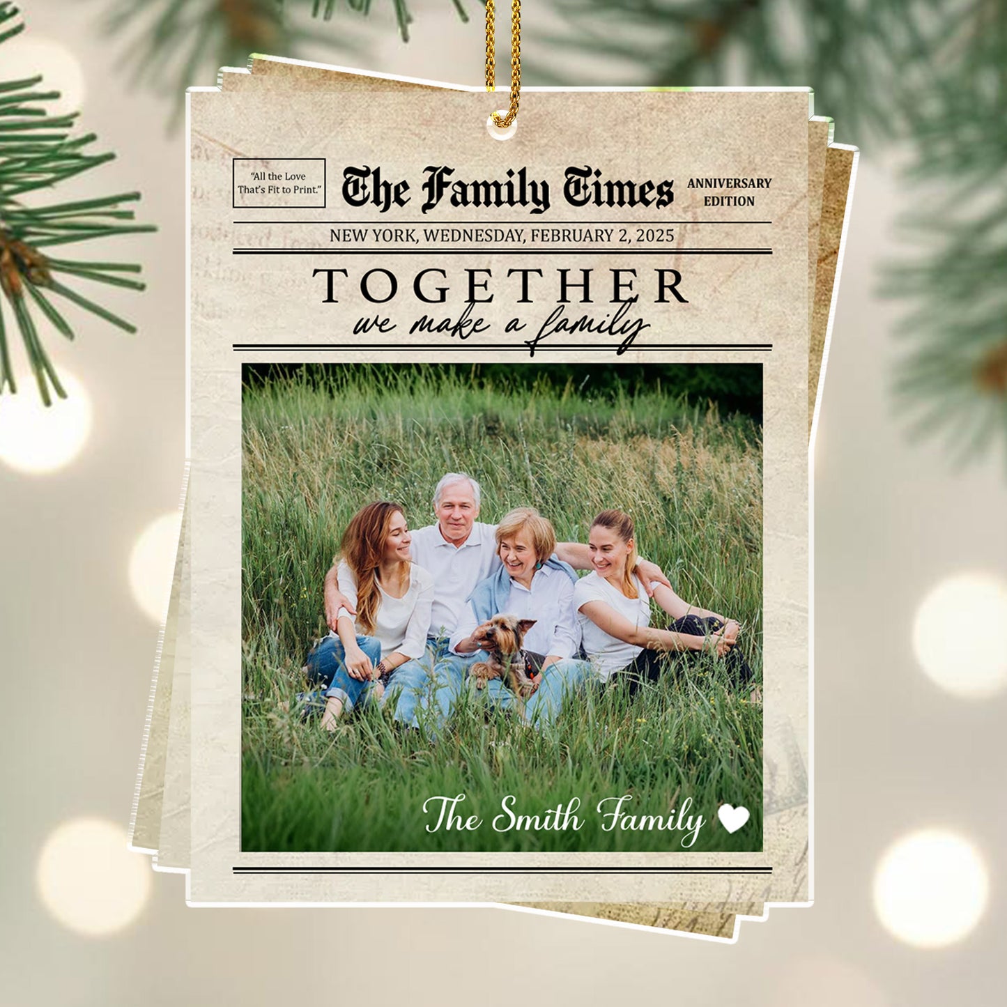 Together We Make A Family Newspaper Design Ornament