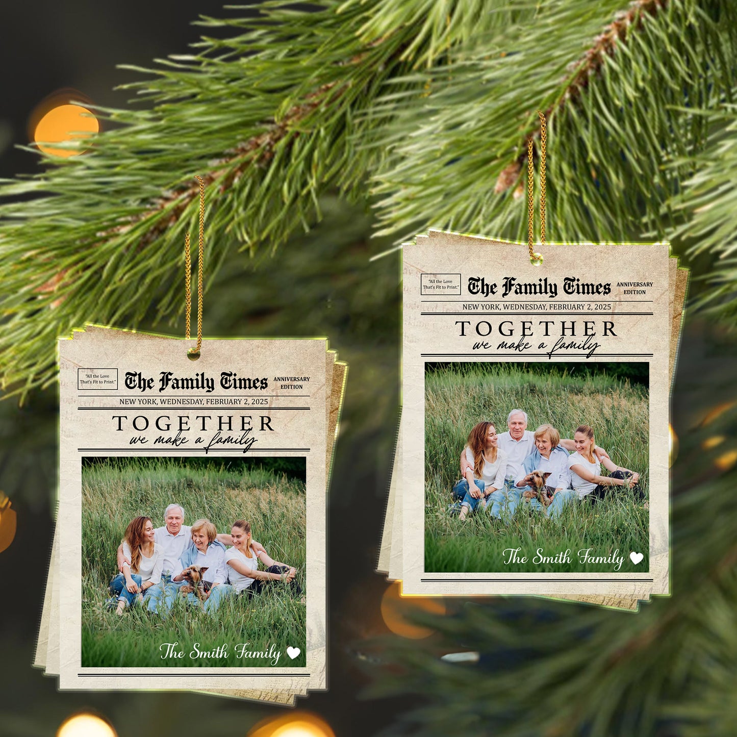 Together We Make A Family Newspaper Design Ornament