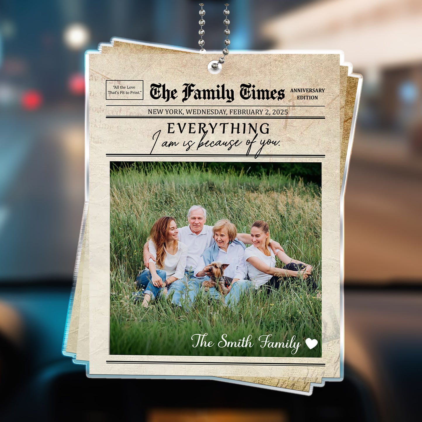 Everything I Am Is Because Of You Family Photo Newspaper Style