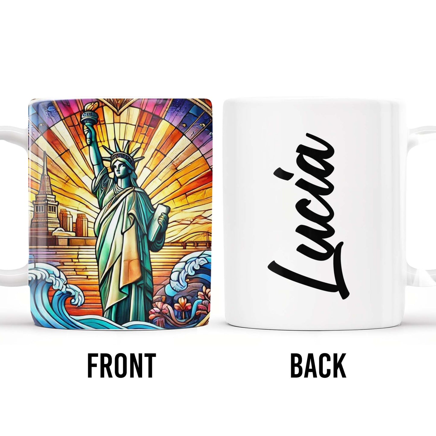 United In Liberty And Justice Statue Of Liberty Design - Personalized Custom Coffee Mug - FAM239_MG