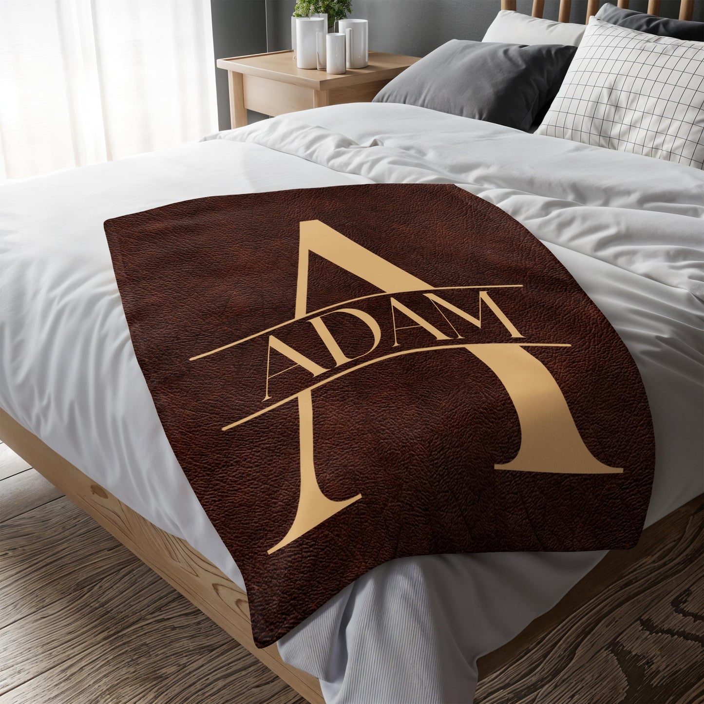 Personalize With Your Name On A Leather Look Blanket