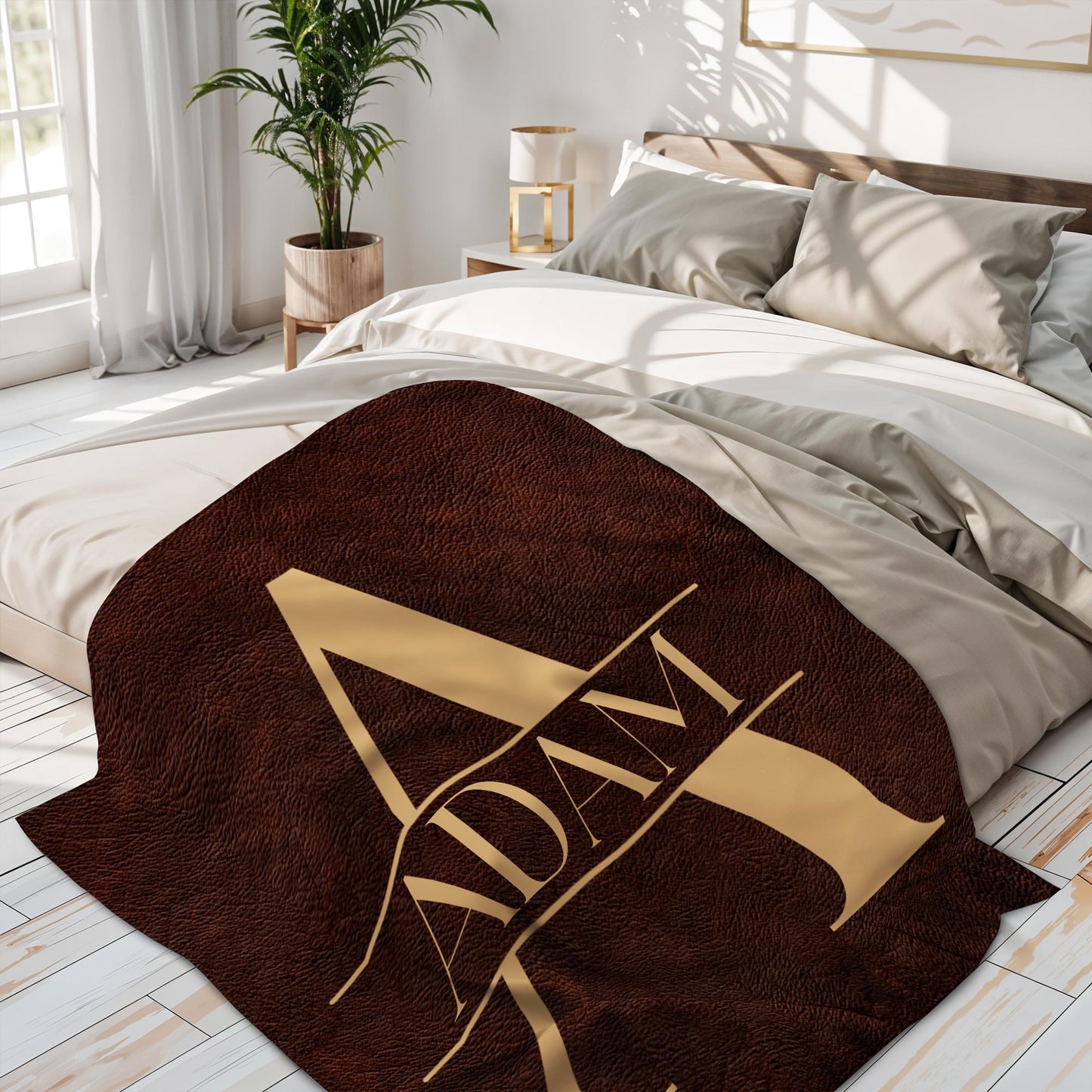 Personalize With Your Name On A Leather Look Blanket