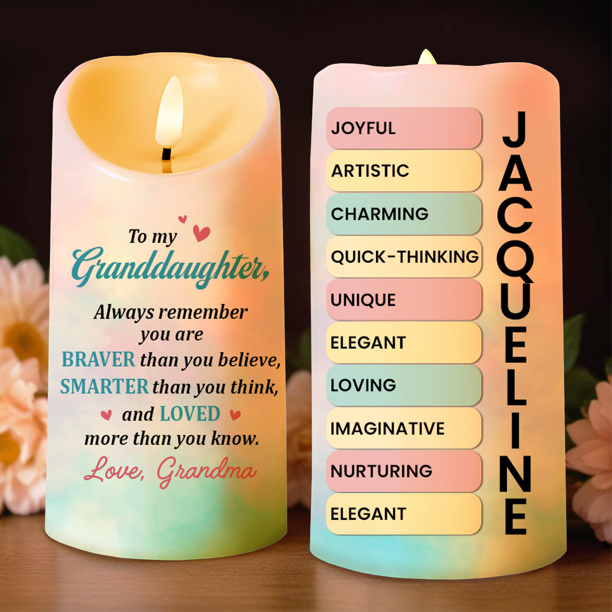 To My Granddaughter Braver Smarter Loved Candle