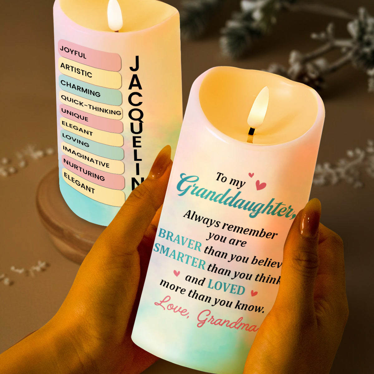 To My Granddaughter Braver Smarter Loved Candle