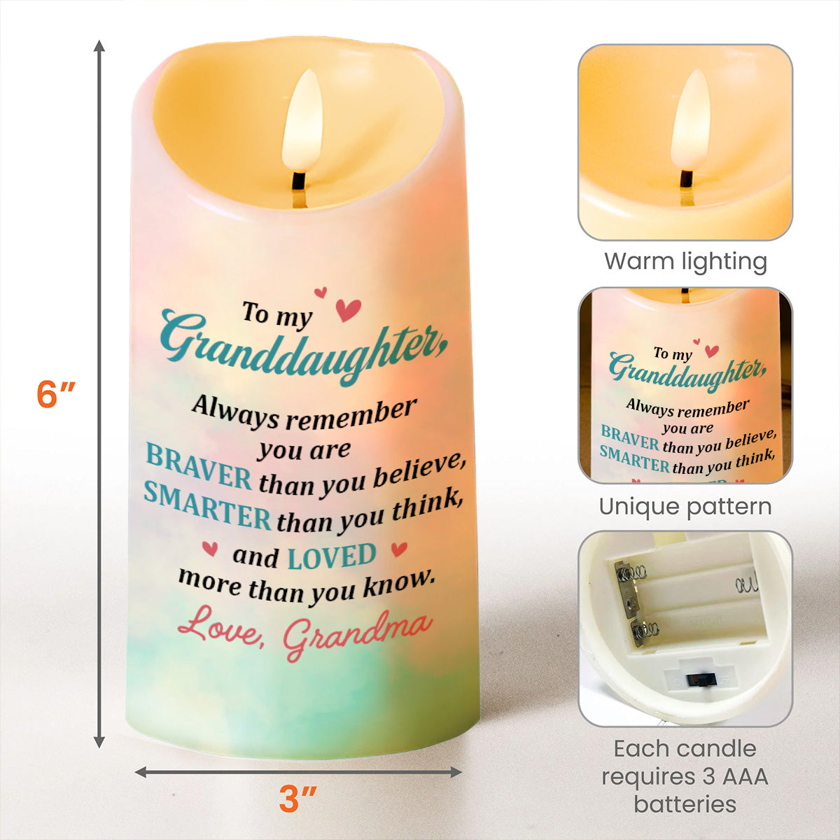 To My Granddaughter Braver Smarter Loved Candle