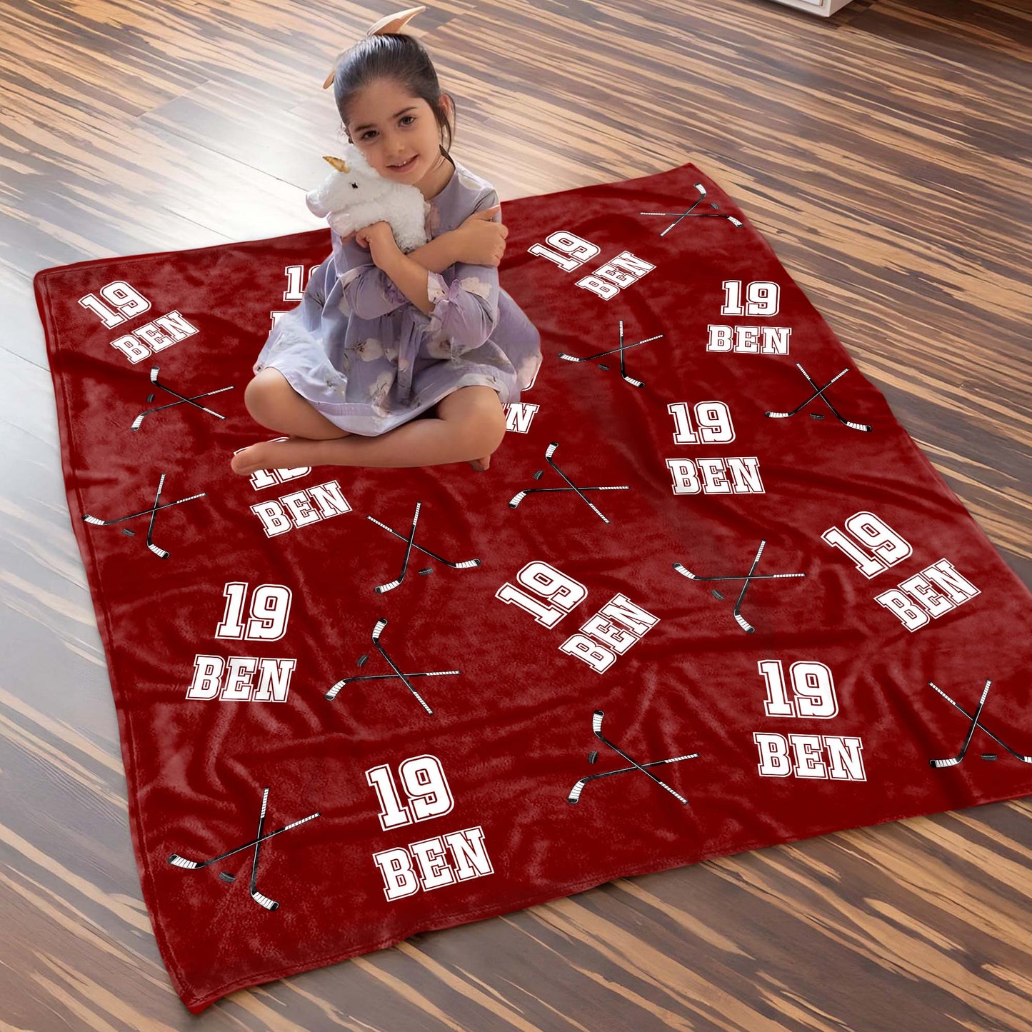 Custom Hockey Sticks And Year Blanket