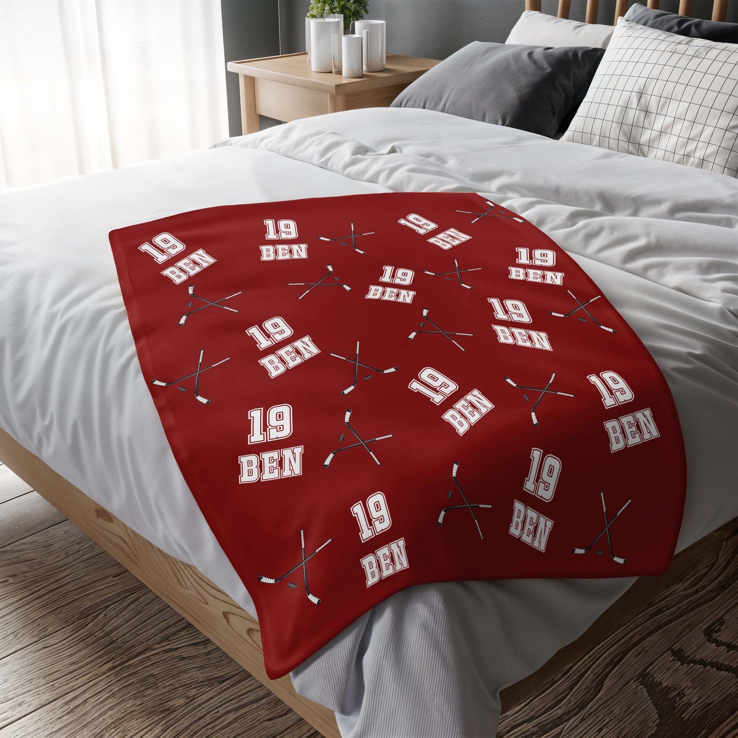 Custom Hockey Sticks And Year Blanket