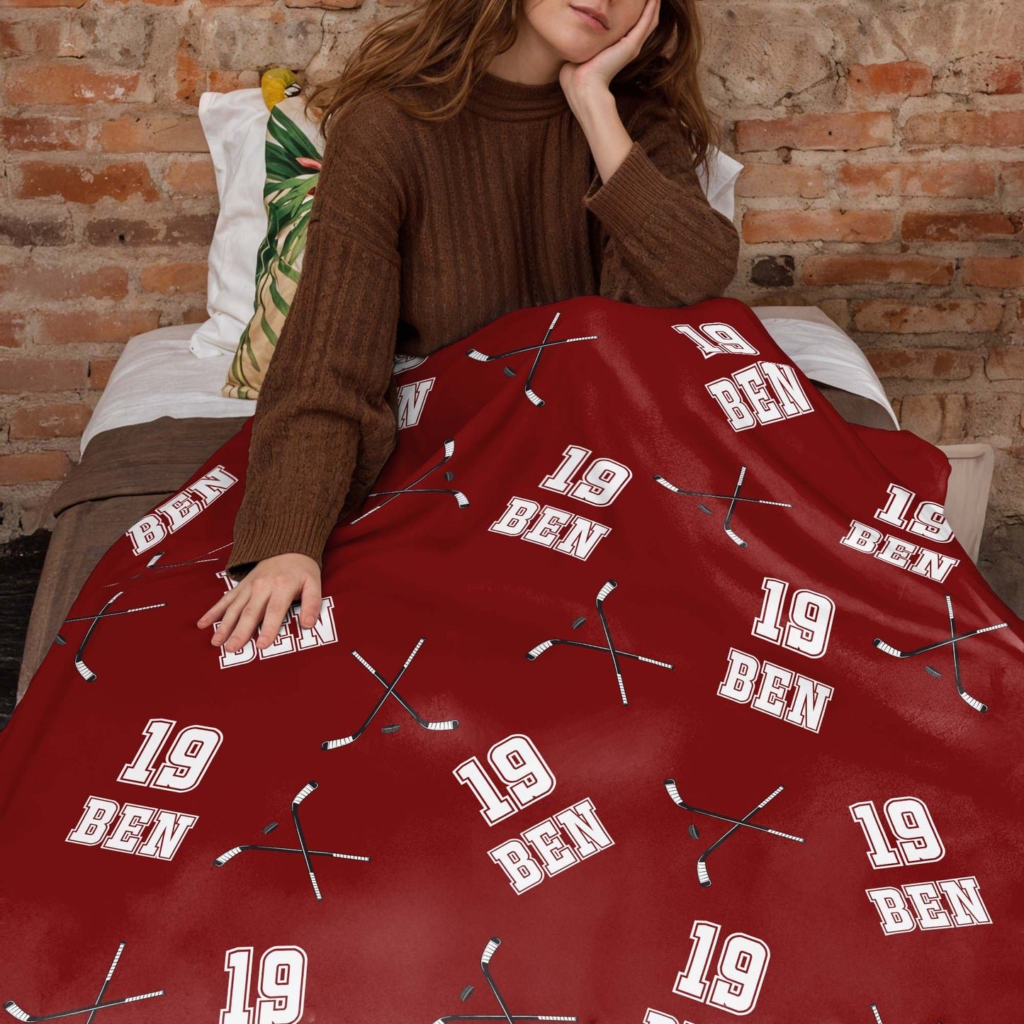 Custom Hockey Sticks And Year Blanket