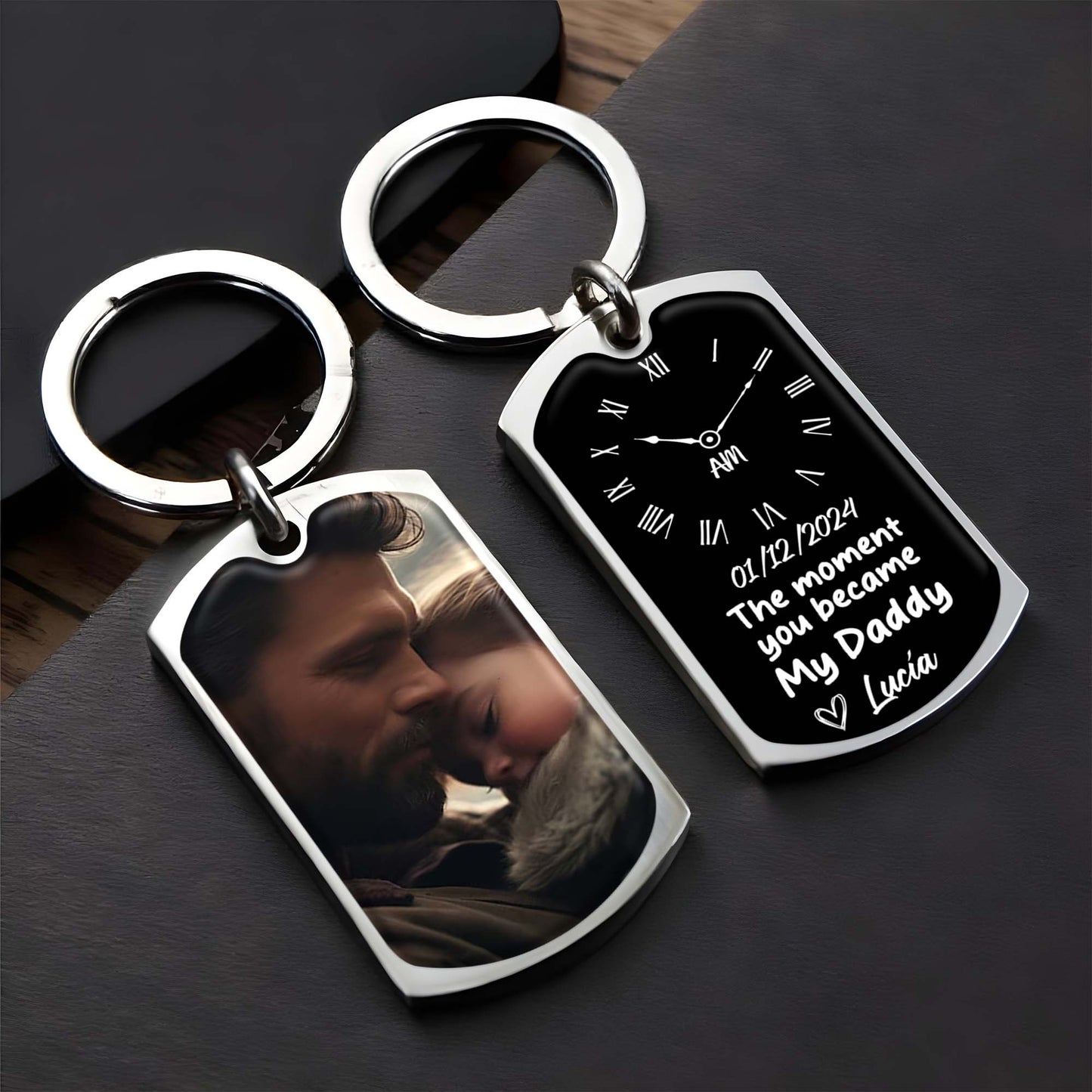 The Moment You Became My Daddy Keychain
