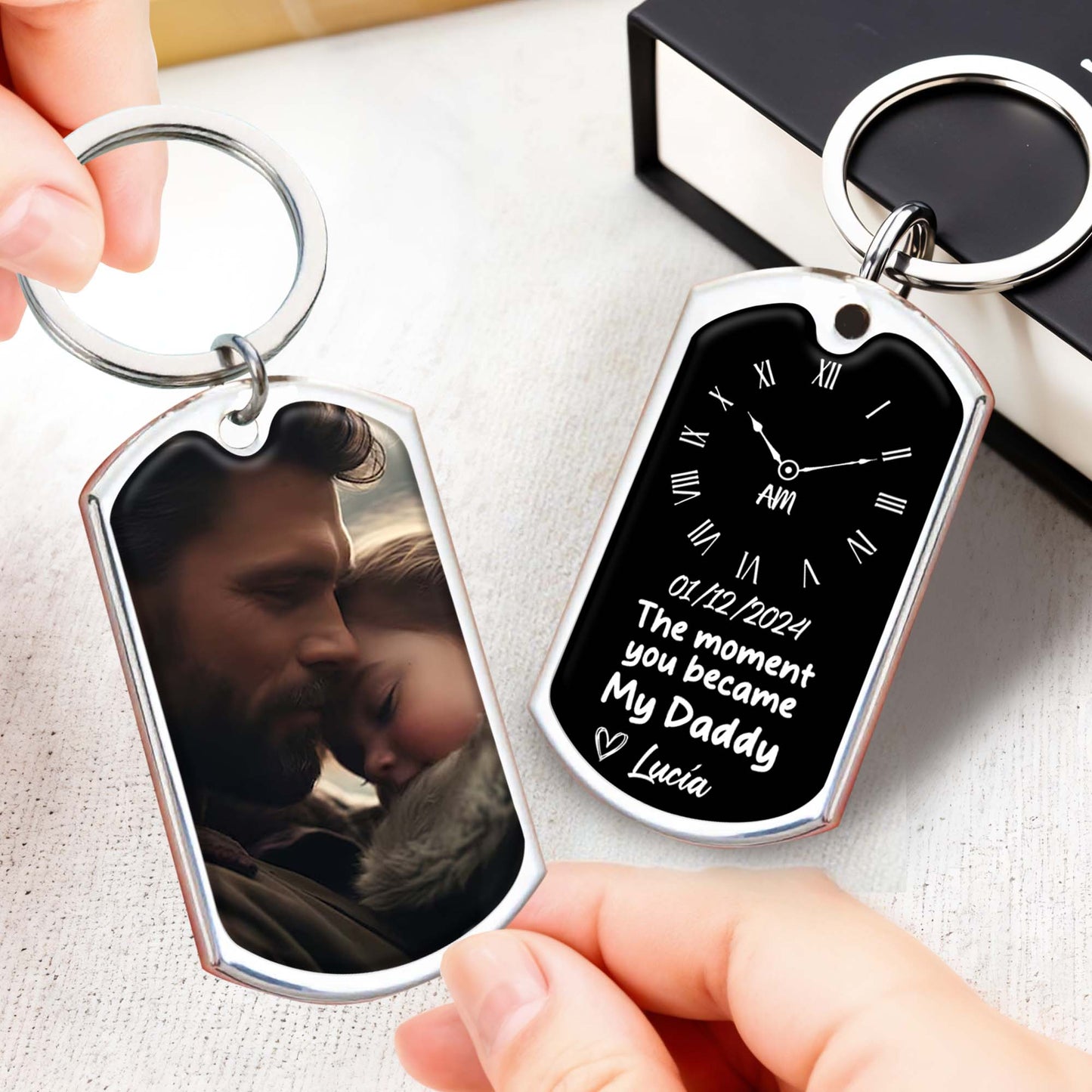 The Moment You Became My Daddy Keychain